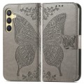 For Samsung Galaxy S24+ 5G Butterfly Love Flower Embossed Leather Phone Case(Gray)