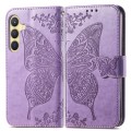 For Samsung Galaxy S24+ 5G Butterfly Love Flower Embossed Leather Phone Case(Light Purple)