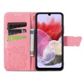 For Samsung Galaxy M34 5G Butterfly Love Flower Embossed Leather Phone Case(Pink)