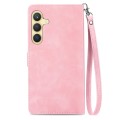 For Samsung Galaxy S24+ 5G Embossed Flower Zipper Leather Phone Case(Pink)