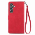 For Samsung Galaxy A15 Embossed Flower Zipper Leather Phone Case(Red)