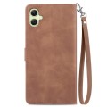 For Samsung Galaxy A05 Embossed Flower Zipper Leather Phone Case(Brown)