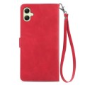 For Samsung Galaxy A05 Embossed Flower Zipper Leather Phone Case(Red)