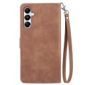 For Samsung Galaxy A05s Embossed Flower Zipper Leather Phone Case(Brown)