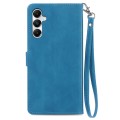 For Samsung Galaxy A05s Embossed Flower Zipper Leather Phone Case(Blue)