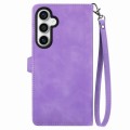 For Samsung Galaxy S23 FE 5G Embossed Flower Zipper Leather Phone Case(Purple)
