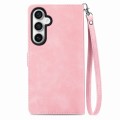 For Samsung Galaxy S23 FE 5G Embossed Flower Zipper Leather Phone Case(Pink)