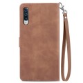 For Samsung Galaxy A70 Embossed Flower Zipper Leather Phone Case(Brown)