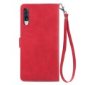 For Samsung Galaxy A70 Embossed Flower Zipper Leather Phone Case(Red)