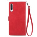 For Samsung Galaxy A50 Embossed Flower Zipper Leather Phone Case(Red)