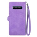 For Samsung Galaxy S10+ Embossed Flower Zipper Leather Phone Case(Purple)