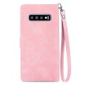 For Samsung Galaxy S10+ Embossed Flower Zipper Leather Phone Case(Pink)