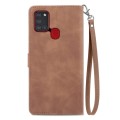 For Samsung Galaxy A24s Embossed Flower Zipper Leather Phone Case(Brown)