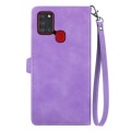 For Samsung Galaxy A24s Embossed Flower Zipper Leather Phone Case(Purple)