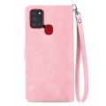 For Samsung Galaxy A24s Embossed Flower Zipper Leather Phone Case(Pink)