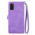 For Samsung Galaxy A41 Embossed Flower Zipper Leather Phone Case(Purple)