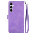 For Samsung Galaxy A55 5G Embossed Flower Zipper Leather Phone Case(Purple)