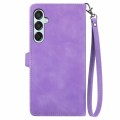 For Samsung Galaxy M15 Embossed Flower Zipper Leather Phone Case(Purple)