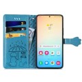 For Samsung Galaxy S24 5G Cat and Dog Embossed Leather Phone Case(Blue)