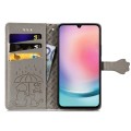 For Samsung Galaxy A25 5G Cat and Dog Embossed Leather Phone Case(Gray)