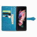 For Samsung Galaxy Z Fold5 Mandala Flower Embossed Leather Phone Case(Blue)