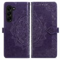 For Samsung Galaxy Z Fold5 Mandala Flower Embossed Leather Phone Case(Purple)