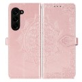For Samsung Galaxy Z Fold5 Mandala Flower Embossed Leather Phone Case(Rose Gold)