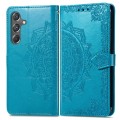 For Samsung Galaxy A15 Mandala Flower Embossed Leather Phone Case(Blue)