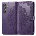 For Samsung Galaxy A15 Mandala Flower Embossed Leather Phone Case(Purple)