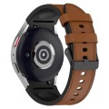 For Samsung Galaxy Watch 6 Classic Silicone Leather Black Buckle Watch Band(Brown)