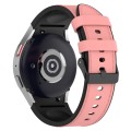 For Samsung Galaxy Watch 6 Classic Silicone Leather Black Buckle Watch Band, Size:S(Pink)