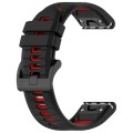 For Garmin Fenix 7 Solar 22mm Sports Two-Color Silicone Watch Band(Black+Red)
