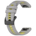 For Garmin Fenix 7 Solar 22mm Sports Two-Color Silicone Watch Band(Grey+Yellow)