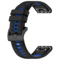 For Garmin Fenix 6 GPS 22mm Sports Two-Color Silicone Watch Band(Black+Blue)