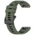 For Garmin Instinct 22mm Sports Two-Color Silicone Watch Band(Olive Green+Black)