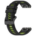 For Garmin Fenix 3 HR 26mm Sports Two-Color Silicone Watch Band(Black+Lime Green)