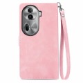 For OPPO Reno11 Pro 5G Embossed Flower Zipper Leather Phone Case(Pink)
