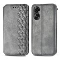 For OPPO A78 4G Cubic Grid Pressed Magnetic Leather Phone Case(Grey)