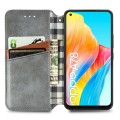 For OPPO A78 4G Cubic Grid Pressed Magnetic Leather Phone Case(Grey)