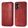 For OPPO A78 4G Cubic Grid Pressed Magnetic Leather Phone Case(Red)