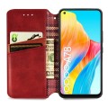 For OPPO A78 4G Cubic Grid Pressed Magnetic Leather Phone Case(Red)