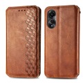 For OPPO A78 4G Cubic Grid Pressed Magnetic Leather Phone Case(Brown)
