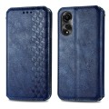 For OPPO A78 4G Cubic Grid Pressed Magnetic Leather Phone Case(Blue)