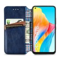 For OPPO A78 4G Cubic Grid Pressed Magnetic Leather Phone Case(Blue)