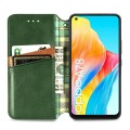 For OPPO A78 4G Cubic Grid Pressed Magnetic Leather Phone Case(Green)