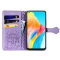 For OPPO A78 4G Cat and Dog Embossed Leather Phone Case(Purple)