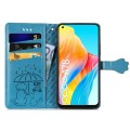 For OPPO A78 4G Cat and Dog Embossed Leather Phone Case(Blue)