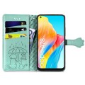 For OPPO A78 4G Cat and Dog Embossed Leather Phone Case(Green)