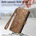 For OPPO Reno11 F 5G Geometric Zipper Wallet Side Buckle Leather Phone Case(Brown)