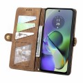 For OPPO Reno11 F 5G Geometric Zipper Wallet Side Buckle Leather Phone Case(Brown)